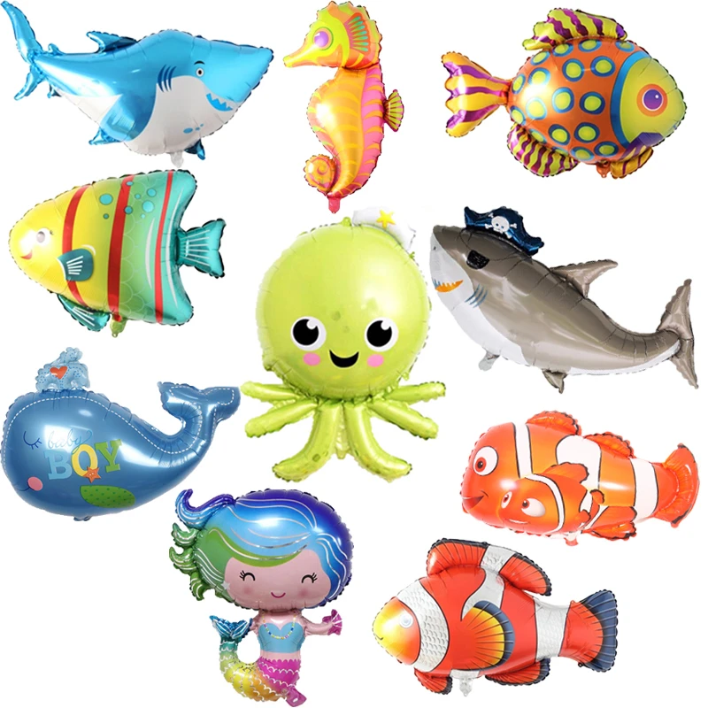 

1pc Large Marine Animal Aluminum Balloon Birthday Party Decorations Kids Globos Mermaid Princess Baby Shower Girl