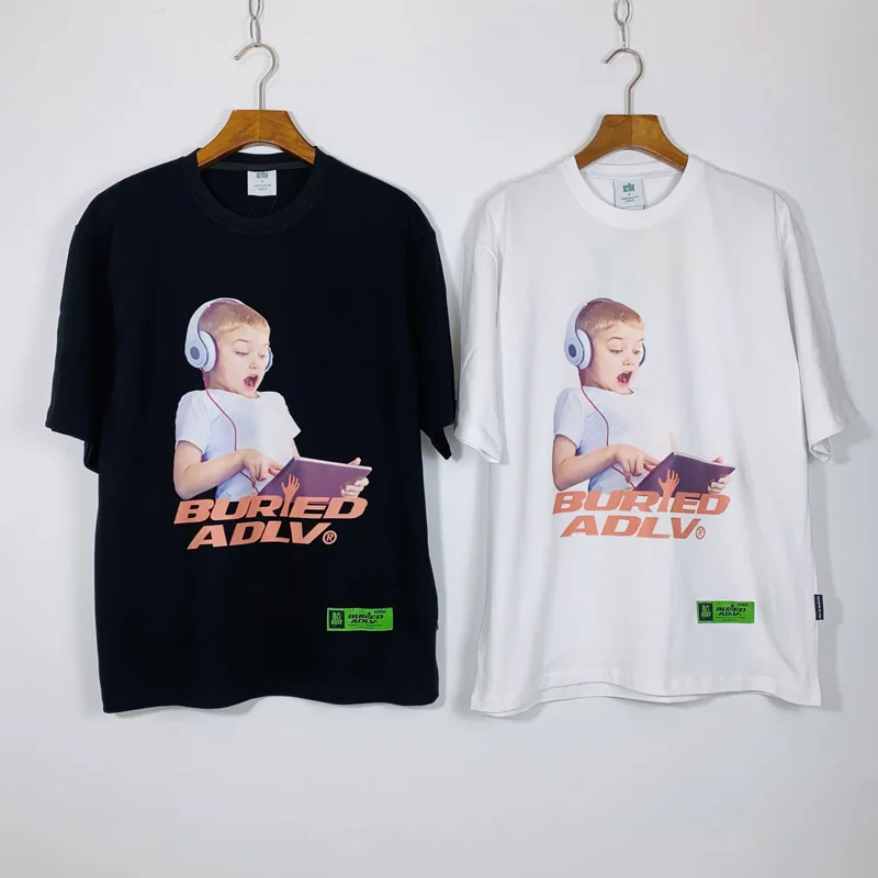 2021 Adlv camiseta hombres mujeres Hip-Hop escucha canción chico Graffiti Digital print Tee 1:1 alta calidad camisetas Tops dentro de la etiqueta