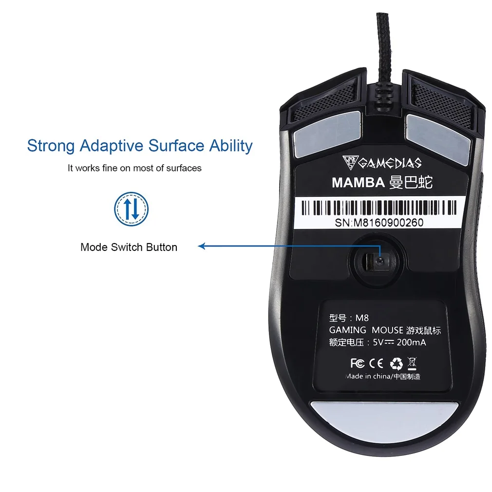 1 шт. M8 эргономичная оптическая пожарная клавиша профессиональная Проводная игровая мышь USB мышь светодиодный светильник игровая мышь черный