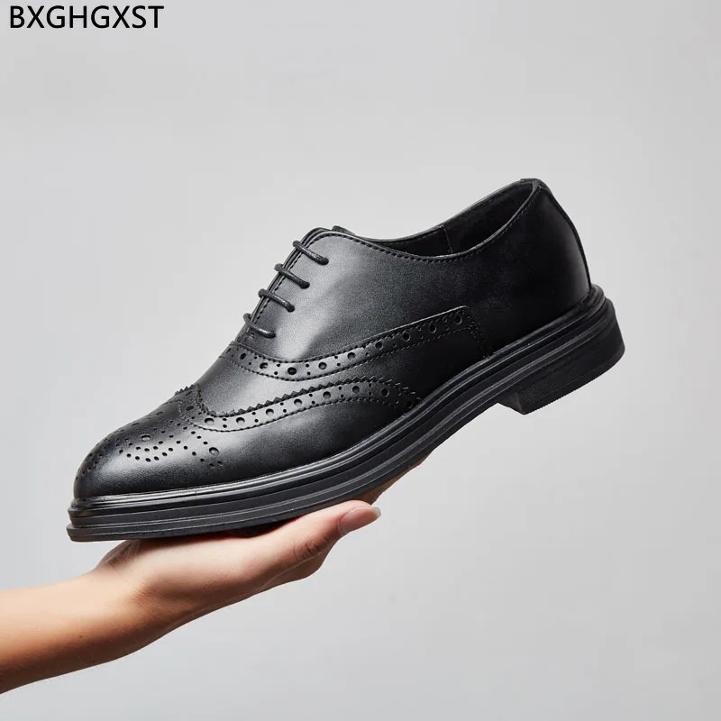 Mens Leather Italian Formal Office Casual Smart Lace Up Oxford Brogue Shoes Size 