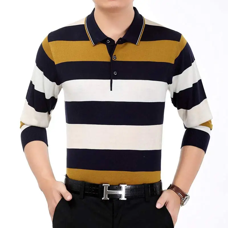 Цвет: желтый brand casual striped fitness long sleeve polo shirt men poloshirt jersey luxury mens polos tee shirts dress fashions 81026 - Цвет: Цвет: желтый