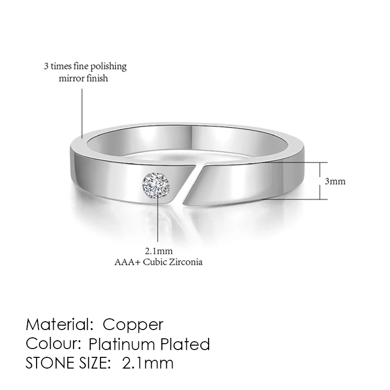 Кольцо для женщин и мужчин классические обручальные Обручальные кольца для влюбленных AAA+ кубический цирконий модные ювелирные изделия R011 R062 - Цвет основного камня: R096