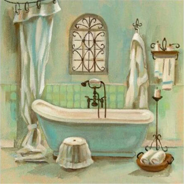 Dispaint Full diamond Painting "Bathroom bathtub view" Resin Drill Embroidery 5D Diy Diamond Painting Handmade Cross Stitch gift 