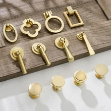Gold Cabinet Pulls Solid Zinc Alloy Kitchen Cupboard Single Hole For Bedside Table Handle Drawer Knobs Furniture Handle Hardware