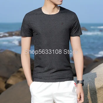 

Summer Short Sleeve Men Sweat Absorption Round Neck Loose Plus Fat Plus Size Tide Fat Hit Base Fertilizer Leisure Half