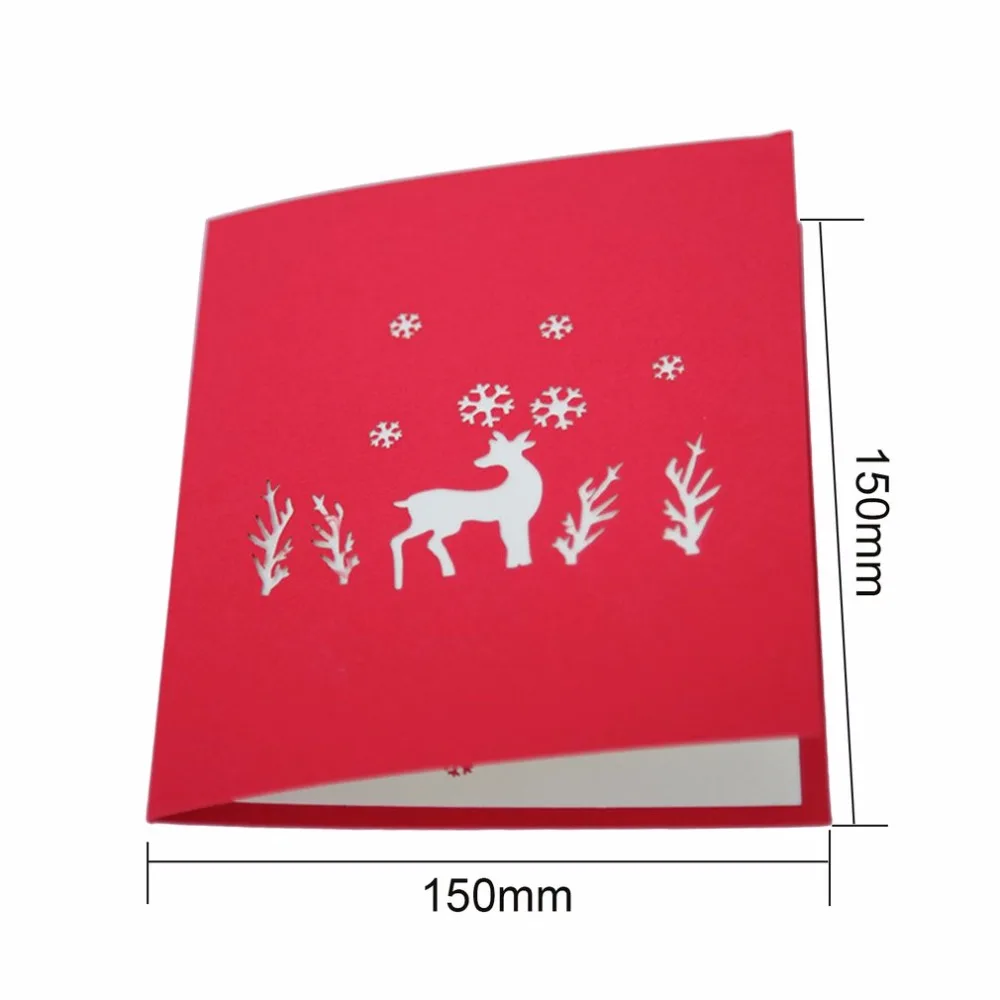  3D Pop Up Christmas Cards Elk Pattern Merry Christmas Series Invitation Greeting Cards Anniversary  - 4.00038E+12