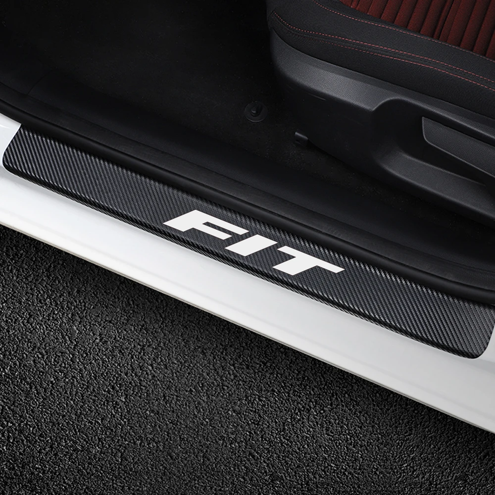 

4PCS Car Door Sill Stickers For Honda Fit Car Door Sill Sticker Scuff Plate Auto Carbon Fiber Protector Decal Tuning Accessories