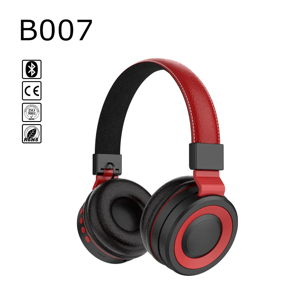Bluetooth наушники беспроводные HIFI bluetooth гарнитура наушники TF карта fm-радио для телефонов наушники красный черный B007 - Цвет: Red