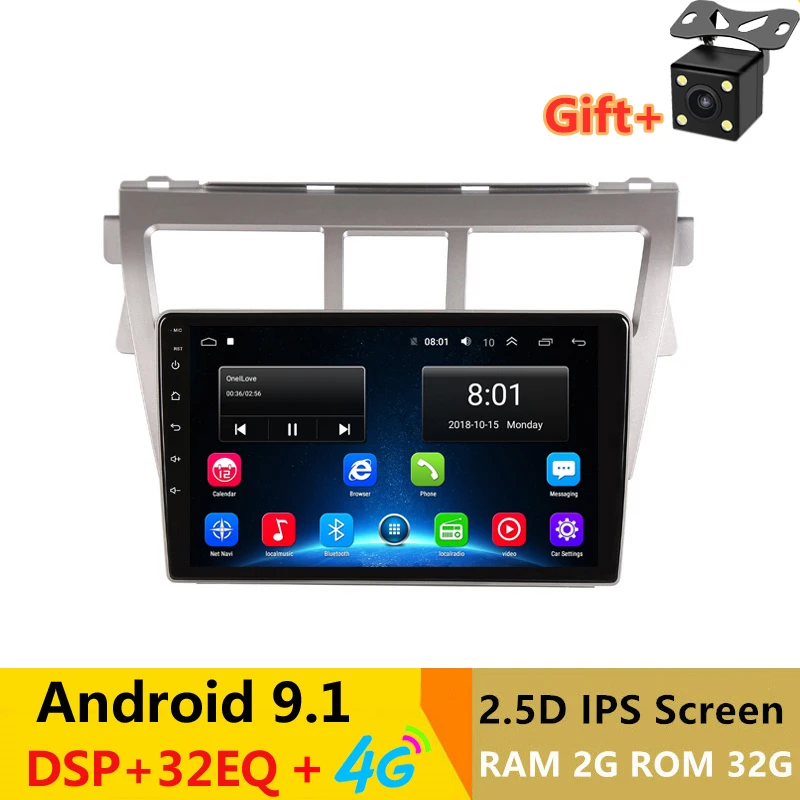

9" 2G RAM 32G ROM Android Car DVD Video Player GPS For Toyota Vios YARIS 2008 2009 2010 2011-2013 audio radio stereo navigation