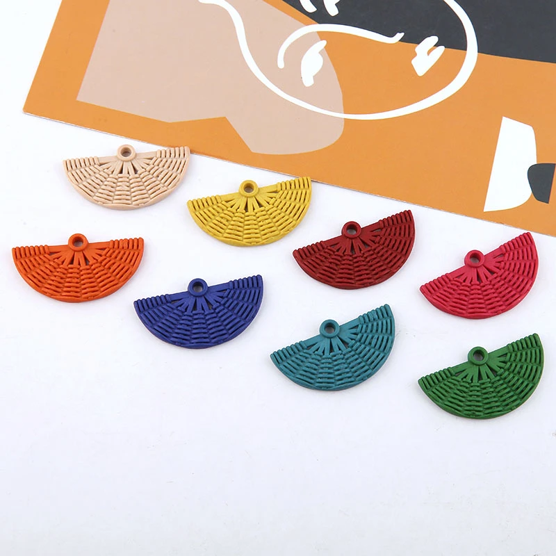 

6 pcs new design hot-sales resin imitation rattan fan-shaped pendant earrings for women hair accessories diy handmade jewelry