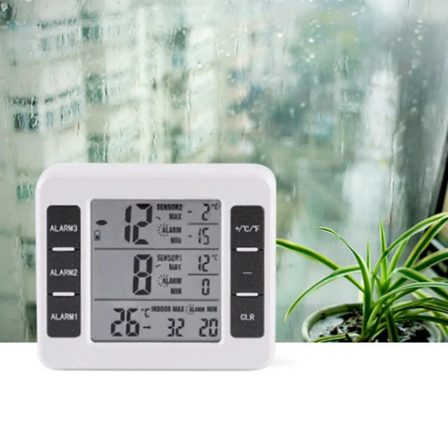 ORIA Refrigerator Thermometer, Indoor Outdoor Thermometer with 2 Wireless  Sensors