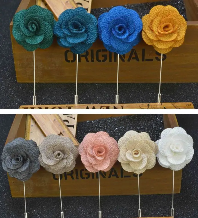 

New Colorful 10Pcs Men Nice Lapel Flower Daisy Boutonniere Stick Brooch Pin Suit Wedding Accs