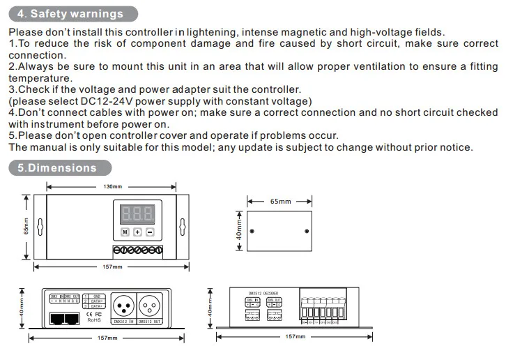 3 канала DMX декодер DMX512 Декодер контроллер RGB светодиодный светильник 6A* 3CH DC12-24V