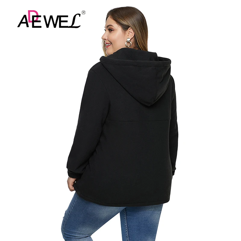 ADEWEL, черный цвет, на молнии, на шее, на шнурке, размера плюс, худи Bluza damsk, женские толстовки, Sudaderas Para Mujer, больше размера d, толстовки, одежда