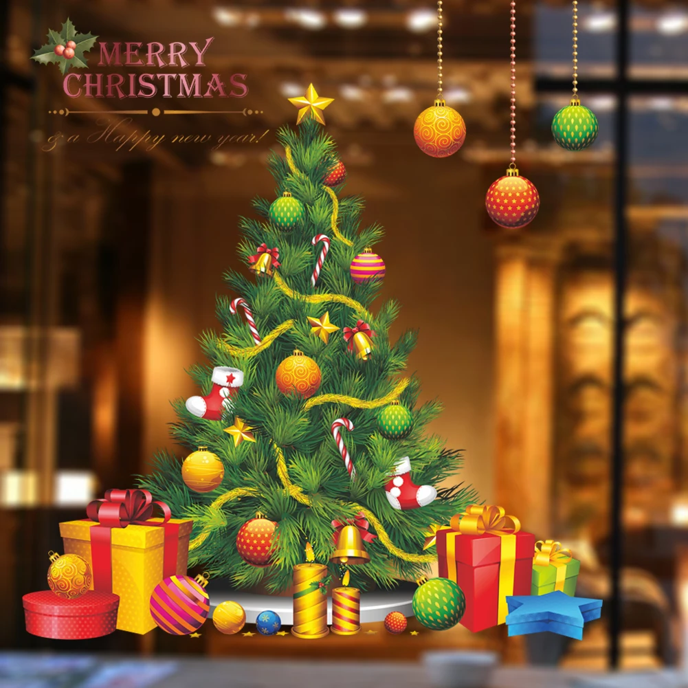 

Новогодняя наклейка, рождественская елка, Санта-Клаус, снежинка «сделай сам», украшение на Рождество, товары для дома, спальня