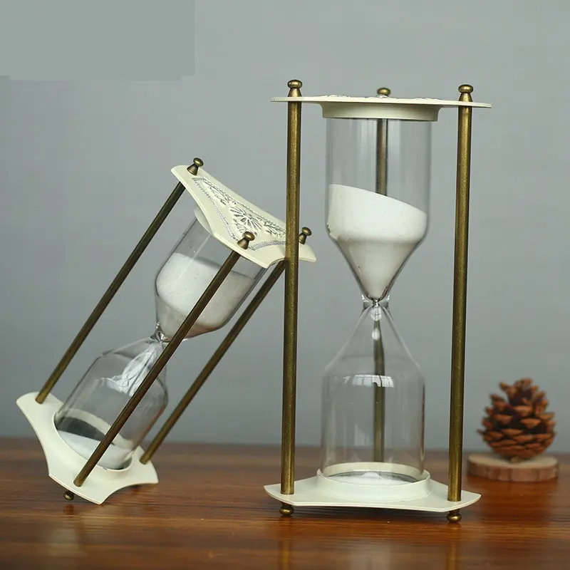 Engrave Retro Pattern Zinc Alloy Sand Glass Sand Timer Clock Hourglass Art And Crafts Study Bedroom Office Desk Decoration (10)