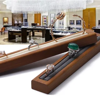 

Solid wood super fiber jewelry rack elastic bar ring seat stud display props counter window display props