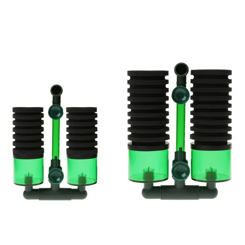 

Aquarium Fish Tank Biochemical Sponge Filter Air Pump Double Head w/ Suction Cup