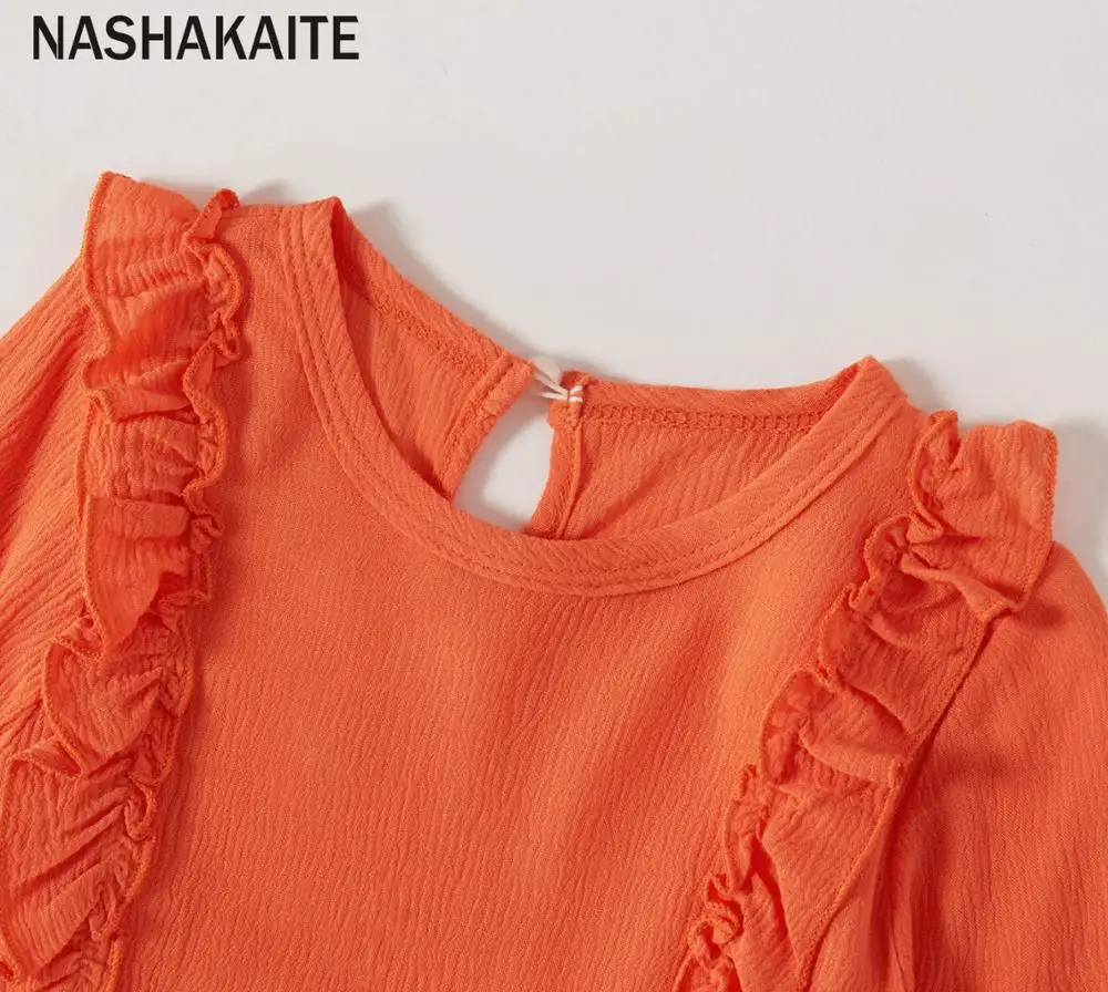 NASHAKAITE/осенне-зимние платья для мамы и дочки; оранжевое платье в три четверти со складками; Семейные комплекты; одежда «Мама и я»