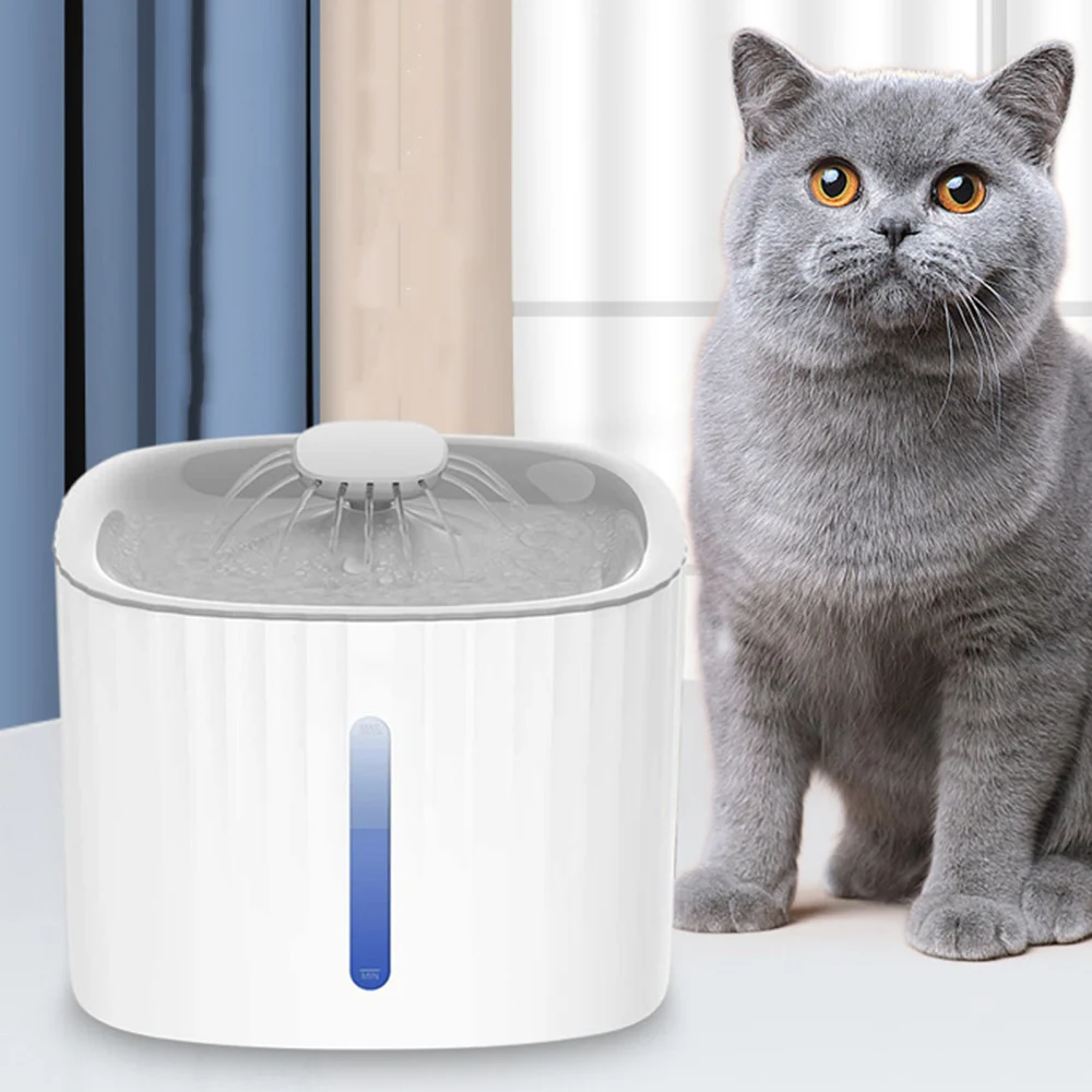 LED Automatic Cats Dogs Drinking Fountains 3L Capacity Rubber Design PP