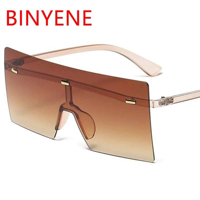 de sol planas sin montura para hombre y mujer, lentes de sol unisex con gradiente cuadrado de gran tamaño, de plástico, para deportes al aire libre, 2021|Gafas de sol para -