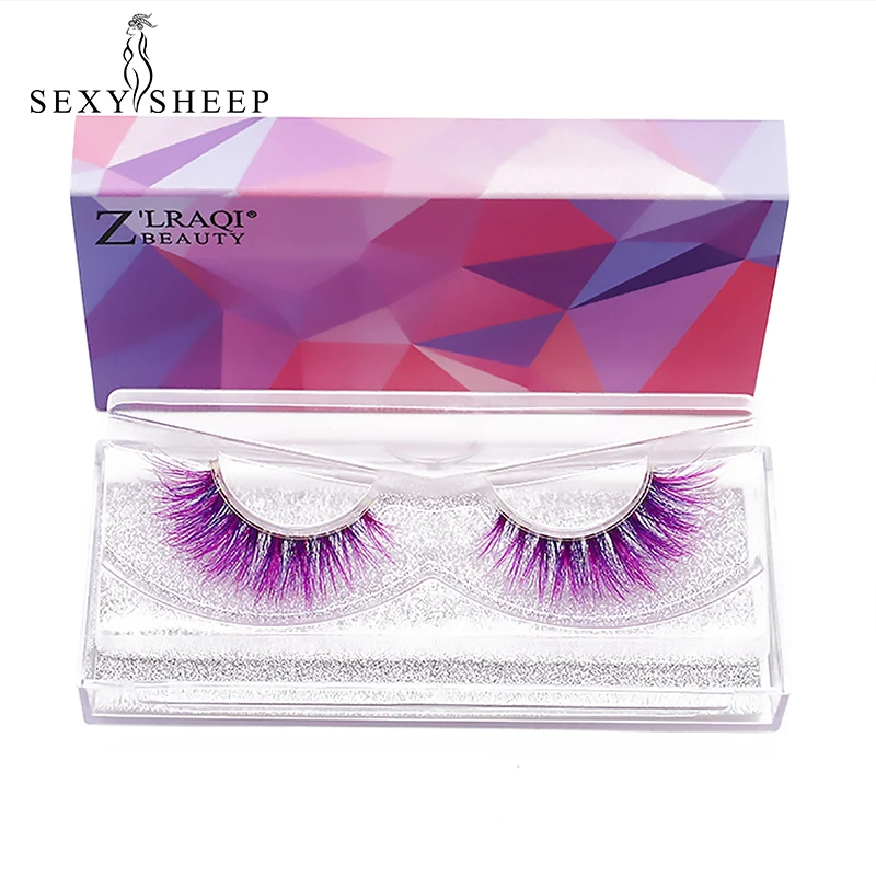 

Mink Eyelashes handmade soft Rainbow Colored Eyelash Extension Colorful Mink False Eyelashes Makeup Tools