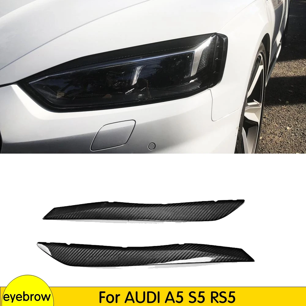 fits Audi A5 S5 RS5 2017-2019 Black Front Head Lamps Eyebrows Cover Trim JC SPORTLINE A5 FRP Front Head Light Eyelid 