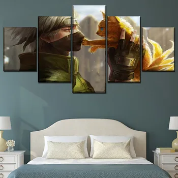 

5 Piece Anime Naruto Kakashi Hatake And Kyubi Poster Canvas Print One Set Framework Or Unframed Wall Art Home Decor Live Room