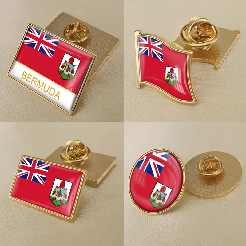 Герб Bermuda Bermudian карта Национальный флаг Эмблема с национальным цветочным брошь