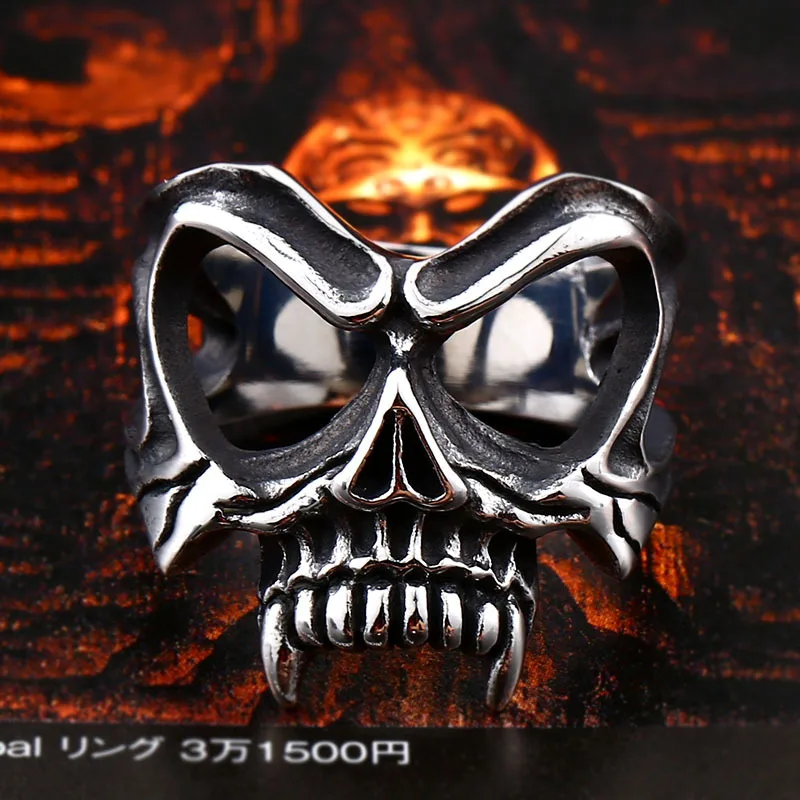FDLK Evil Vampire Mask Ghost Men’s Ring Man Carbide Jewelry Vintage Skull Punk Steampunk Hip Hop Black Rings For Men Charms | Украшения и