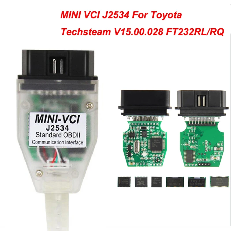 Мини vci j2534 кабель для Toyota tis Techstream v15 FTDI FT232RQ Obd2 сканер диагностический инструмент