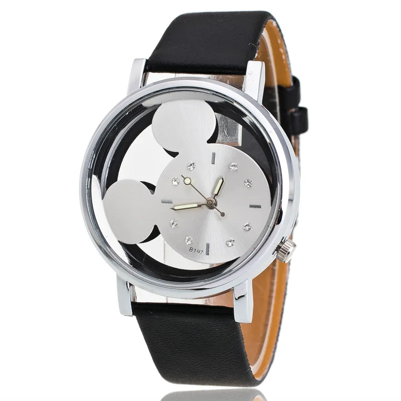 

Men's Women's Mickey Mouse Fashion Simple Watch Movement Quartz Disc Watch PU Leather Strap Cute Head Buckle Ladies Write Watchs