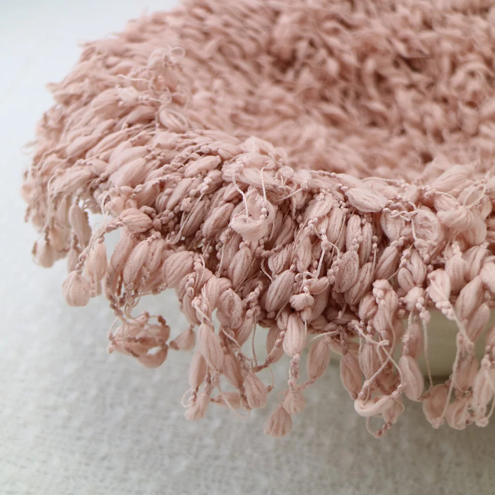 Handmade Soft Crochet Round Infant Blanket with Fringe Newborn Photography Props for Baby Photo Shoot Background Basket Filler photo shoot a set handmade chrysanthemum stretch lace newborn baby pant with matched headband for infant photography accessories