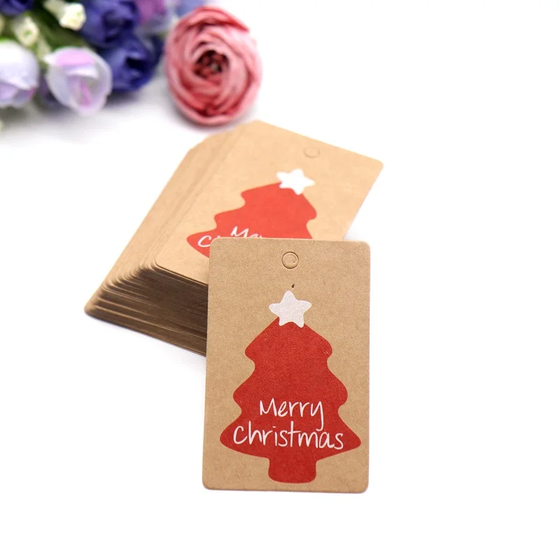 christmas tree 50 шт крафт-бумаги рождественские бирки DIY ремесленные этикетки для конфеты, снек подарок обертка Рождество фестиваль вечерние поставки Мульти Стиль - Цвет: christmas tree