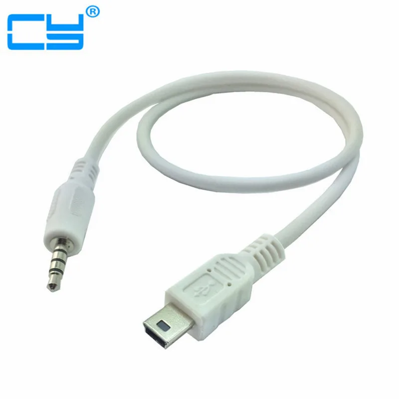 3.5mm Car Hifi AUX Audio Mini USB Cable Cord White For MP3/4 Mini USB Device