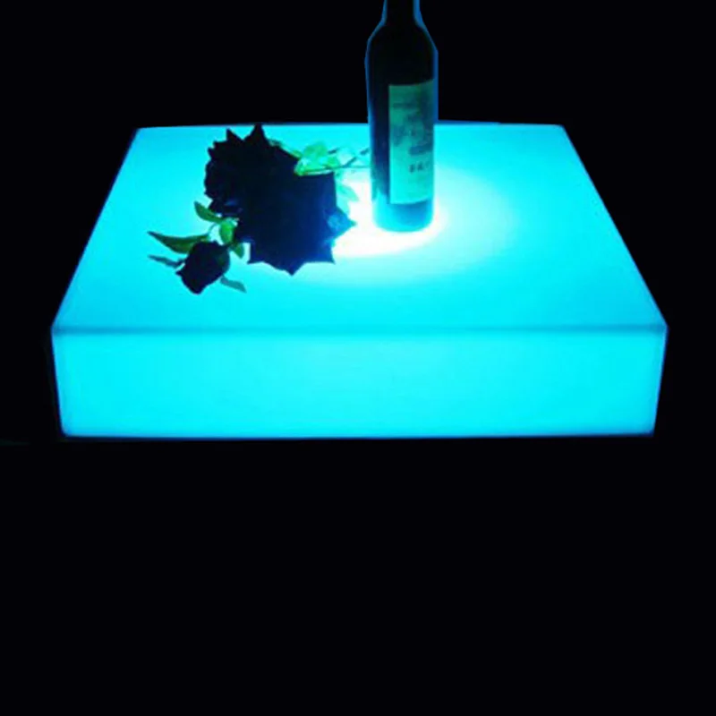 Rechargeable LED Bar Table, PE Material Square Tray, LED Furniture, Party,SK-LF23, L60 * W60 * H13cm 1pc