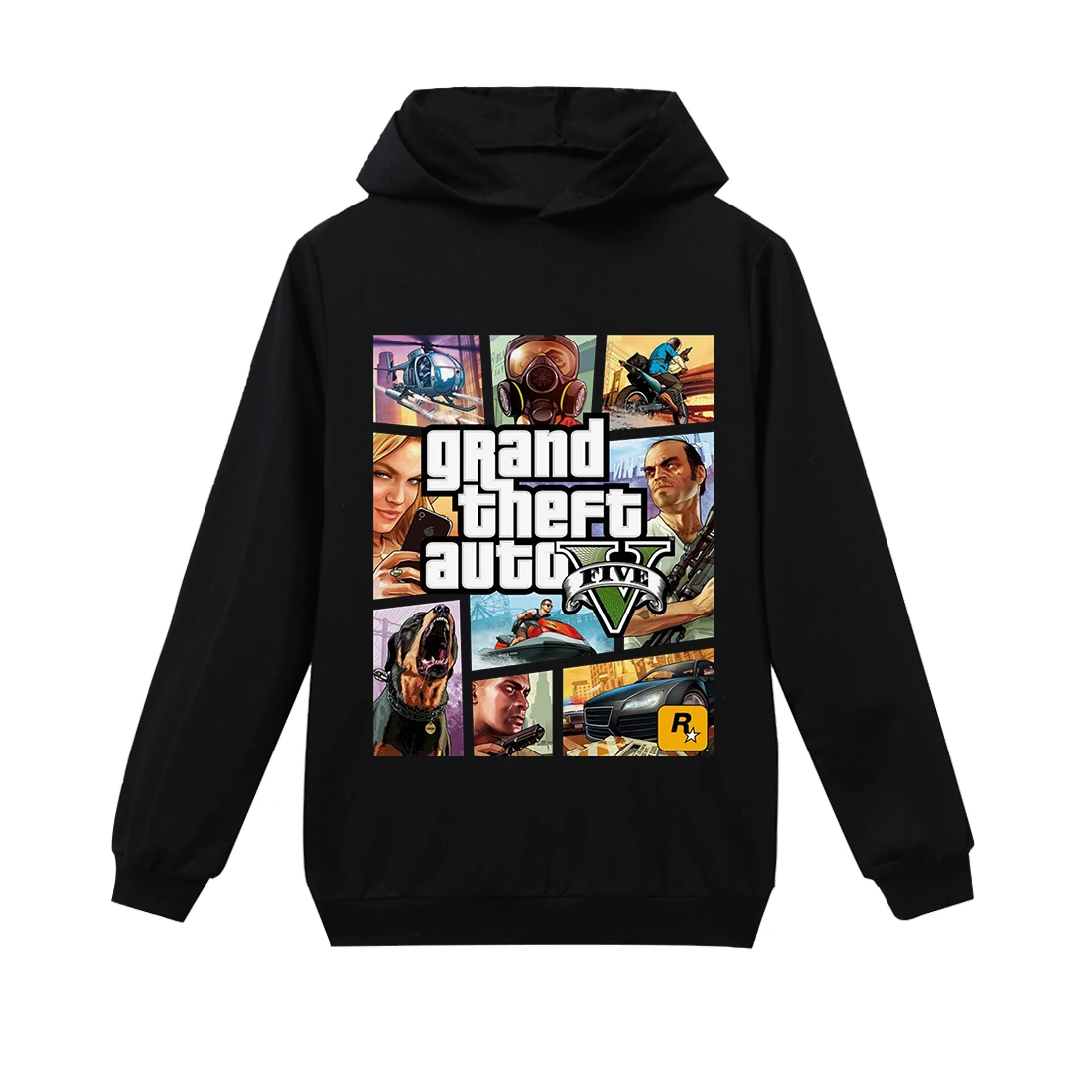 Зимнее пальто в тяжелом весе толстовка с капюшоном с принтом «Theft Auto V Gat 5» Одежда для маленьких мальчиков куртки с героями мультфильмов для девочек, для игр «Grand Vampirina» - Цвет: H1193