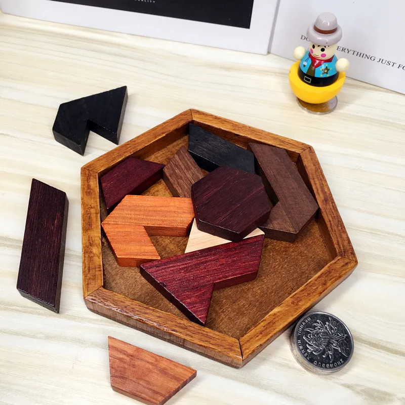 Wooden Hexagon Intelligence Geometry Jigsaw Puzzle Kindergarten Baby CHILDREN'S Building Blocks Jigsaw Puzzle Toy Zl693