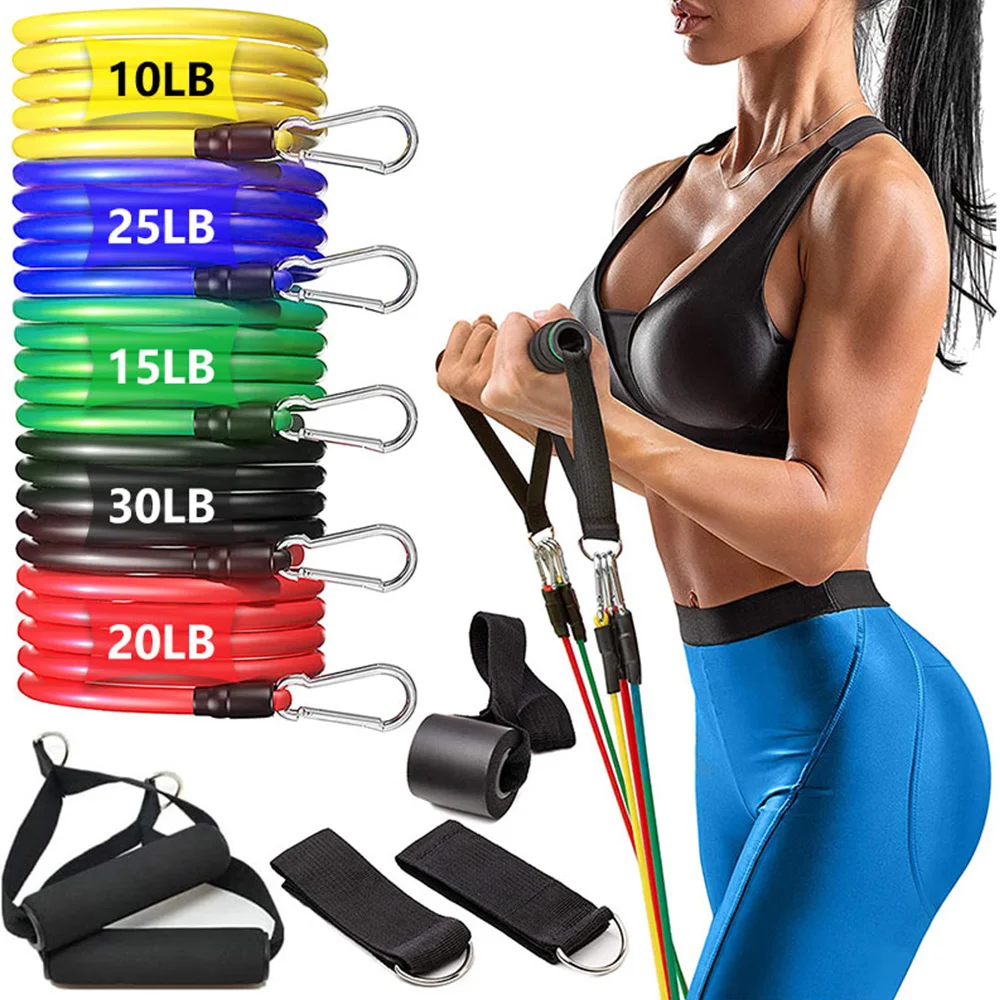 

11Pcs/Set Latex Resistance Bands Training Exercise Yoga Tubes Pull Rope Rubber Expander Elastic Bands Portable Fitness Equipment