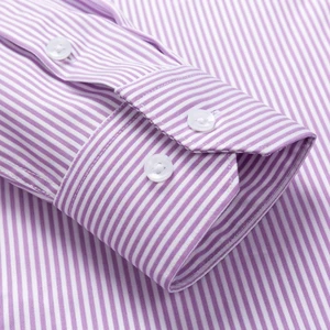 Image 4 - גברים של פסים מודפס רגילה fit קמטים עמיד שמלת חולצות 100% כותנה פורמליות עסקי ארוך שרוול קל טיפול חולצה