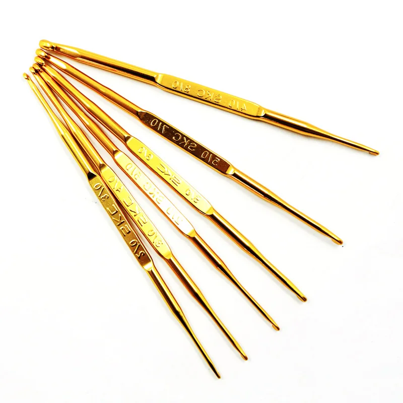 10PCS Gold Metal Crochet Hooks Set for Knitting Projects and