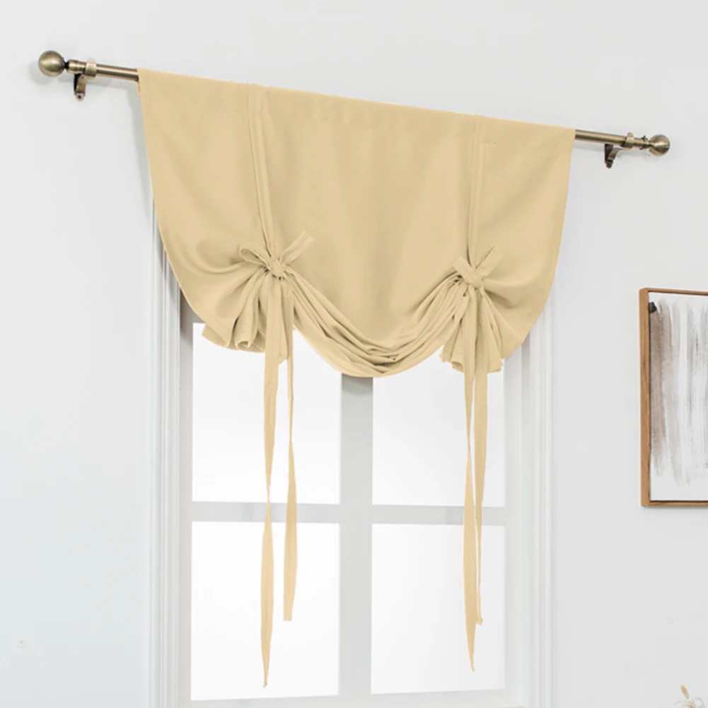 

Window Thermal Insulated Home Drapes Solid Roman Blinds Curtain Tie Up Bedroom Double Sided Blackout Short Modern Decoration