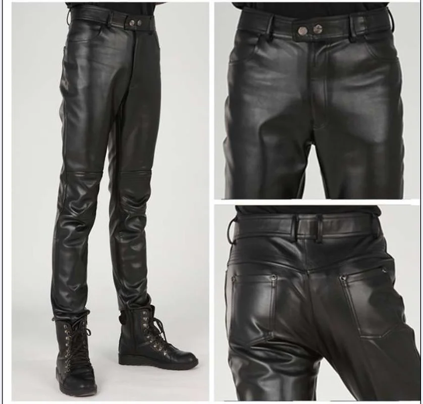 

Large Size New Leather Pants Male Personality Motorcycle Locomotive Stitching PU Trousers Hip Hop Streetwear Men Clothing 2020