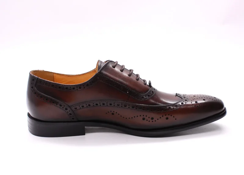 FELIX CHU/Роскошные Мужские модельные туфли из натуральной кожи; темно-коричневые туфли-оксфорды с перфорацией типа «броги» на шнуровке; мужская деловая обувь в деловом стиле