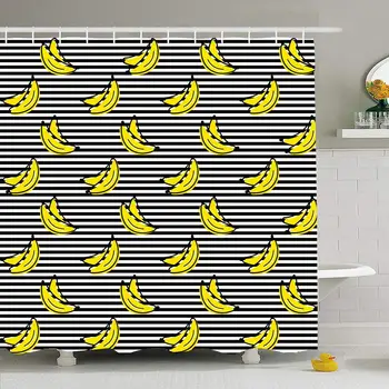 

Shower Curtain Set with Hooks 72x78 in Banana Element Mosaic Trendy Pattern Bananas Flat Style Miscellaneous Textures Decoration