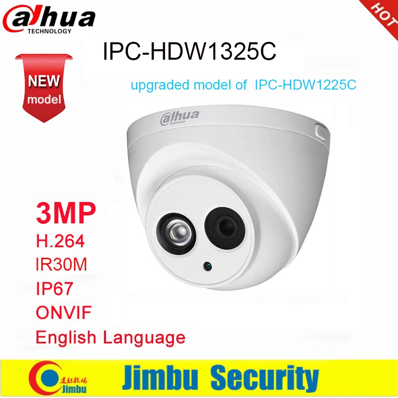 Online Cámara Dahua IP 3MP IPC HDW1325C H.264 IP67 IR30M ONVIF cámara domo de red de vigilancia 3DNR día noche