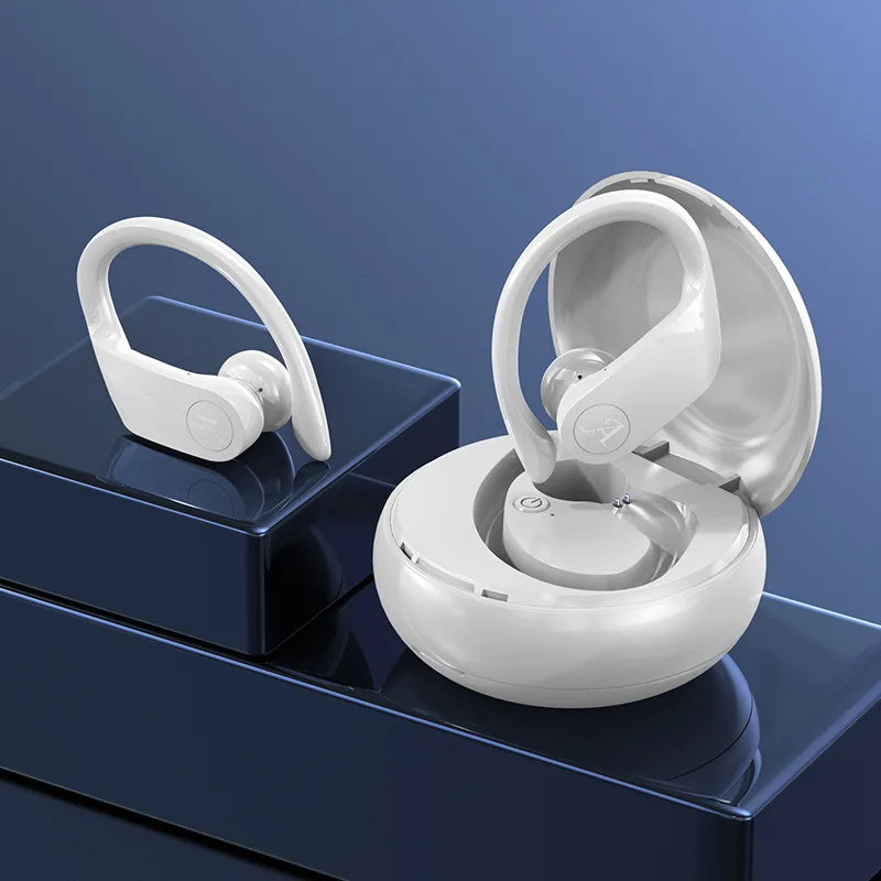 CALETOP Bluetooth 5,0 наушники спортивные наушники с Ушные крючки Спортивные Беспроводные наушники для бега наушники с зарядный чехол - Цвет: White Earphone