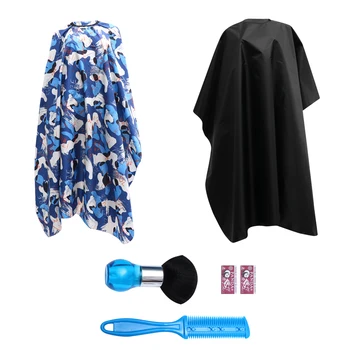 

4pcs Barber Cape Set Useful Adorable Kids Haircut Set Hair Cutting Apron Hair Razor Comb Hair Neck Duster Brush For Home Salon
