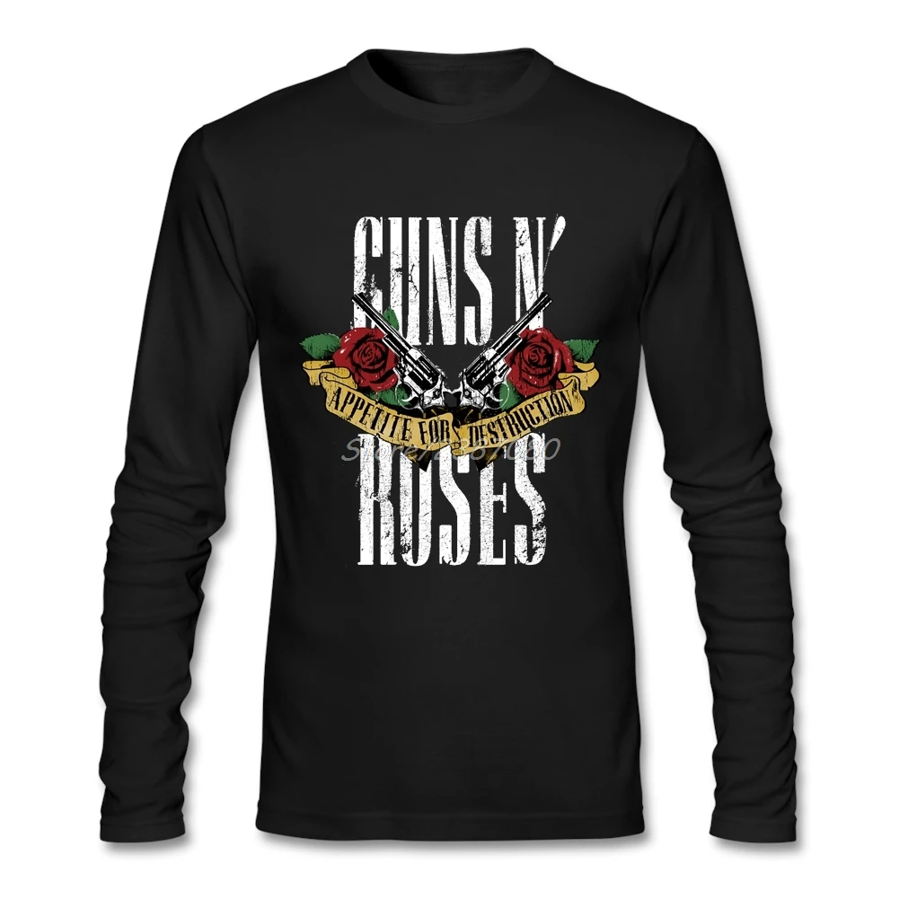 

Harajuku Guns N Roses T Shirt Long Sleeve Men'S T-Shirt Hip Hop Funny Cotton Crewneck 3D T Shirts
