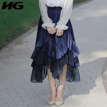 

HG New Spring Women Clothes 2020 Skirts Womens Vintage High Waist Irregular Ruffled Fishtail Skirt Trend Wild Streetwear XJ3865